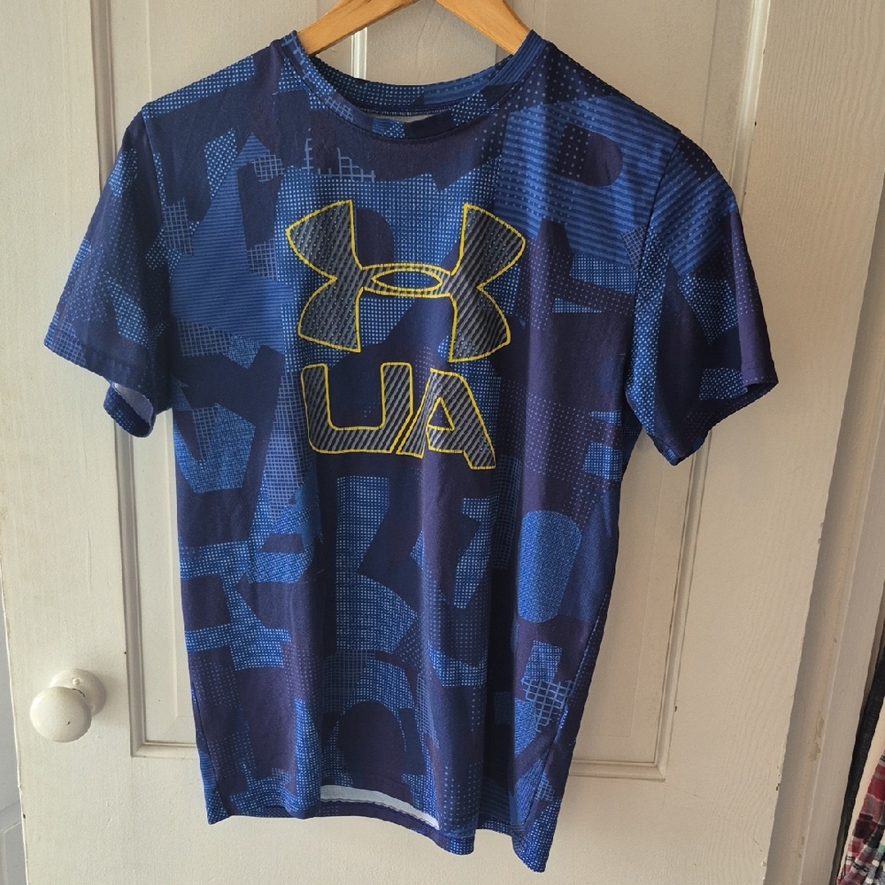 Under Armour Kids Navy and Yellow Graphic Tee